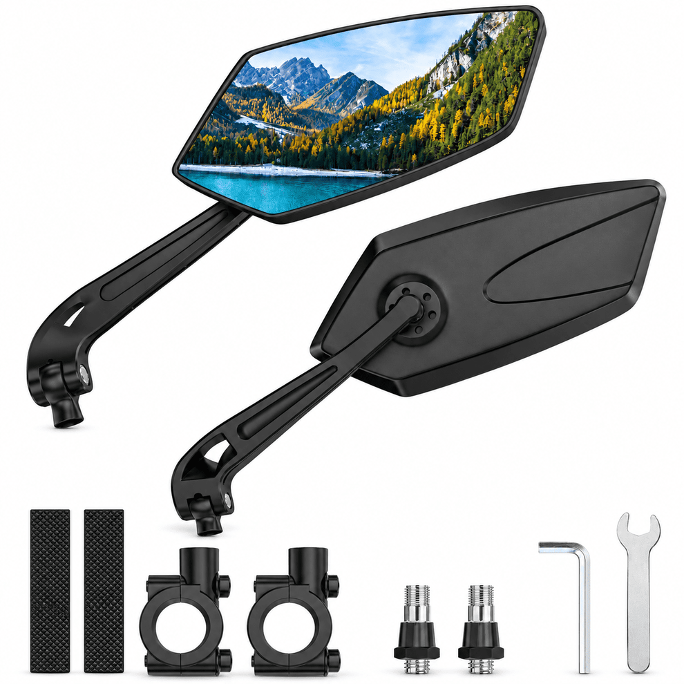 Tighten Rear View Mirror Hlieoar 2 Pack Bike Mirrors, eBike Mirrors for Handlebars, 360ยฐ Adjust ...